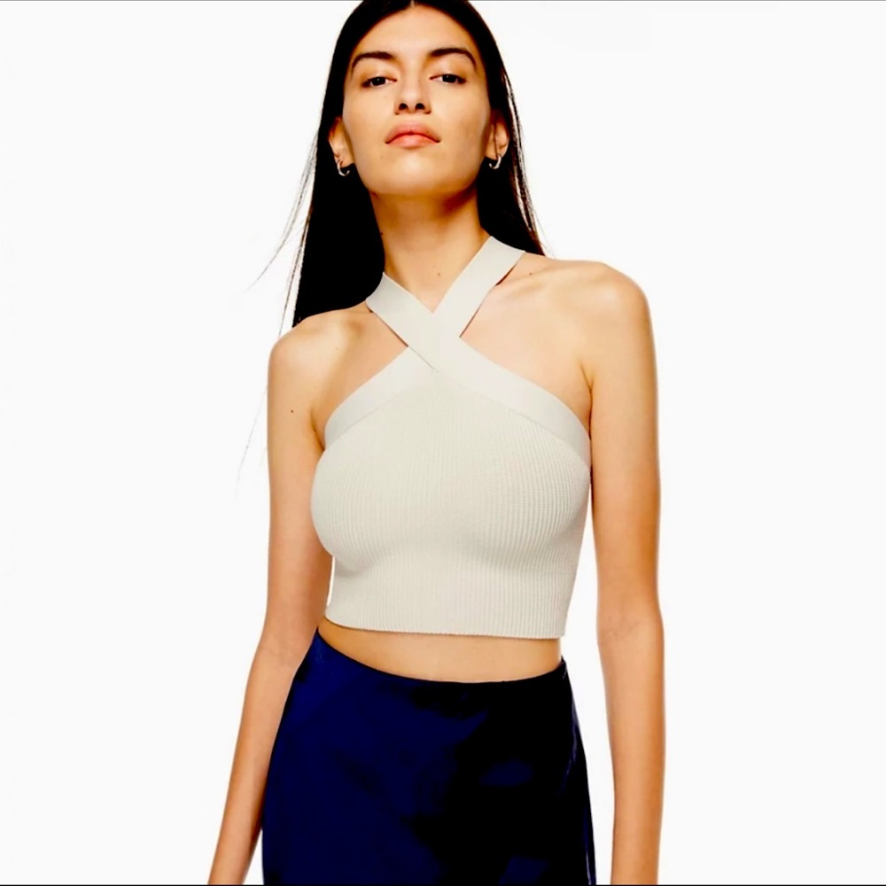 Aritzia Sculpt Knit Criss Cross Tank in Matte Pearl Size XS